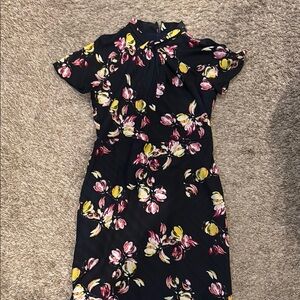Banana Republic Pink and White Sheath Dress Short Flutter Sleeves